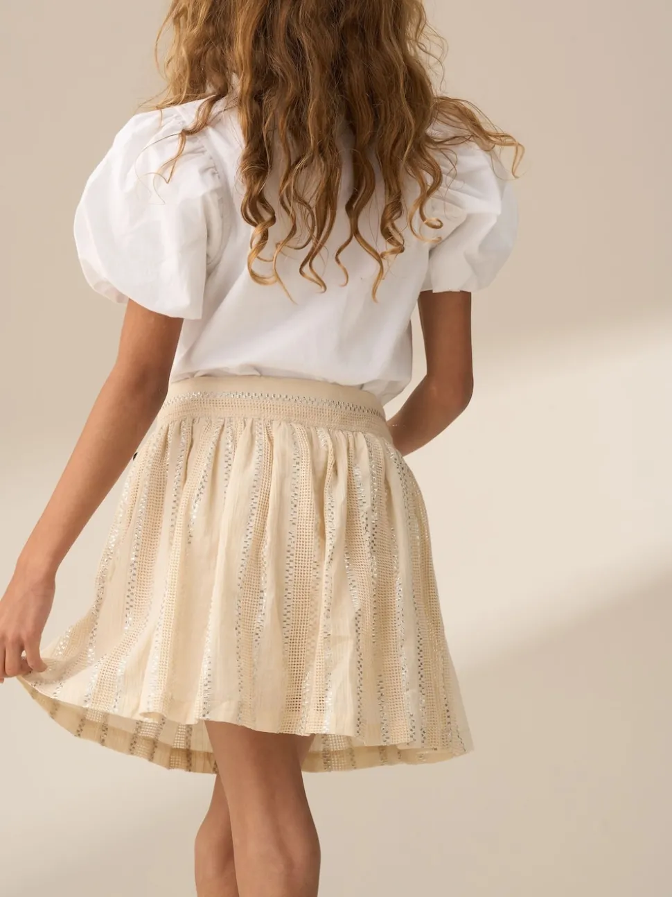 Angel & Rocket Cream Ellie Metallic Stripe Skort