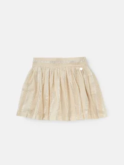 Angel & Rocket Cream Ellie Metallic Stripe Skort