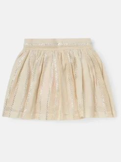 Angel & Rocket Cream Ellie Metallic Stripe Skort