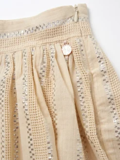 Angel & Rocket Cream Ellie Metallic Stripe Skort