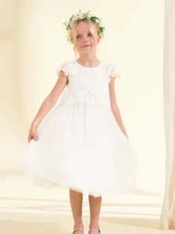Angel & Rocket Cream Esme Lace Bodice Dress
