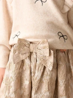 Angel & Rocket Cream Etta Metallic Jacquard Skirt