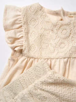 Angel & Rocket Cream Kinsley Crochet 100% Cotton Top And Shorts Set
