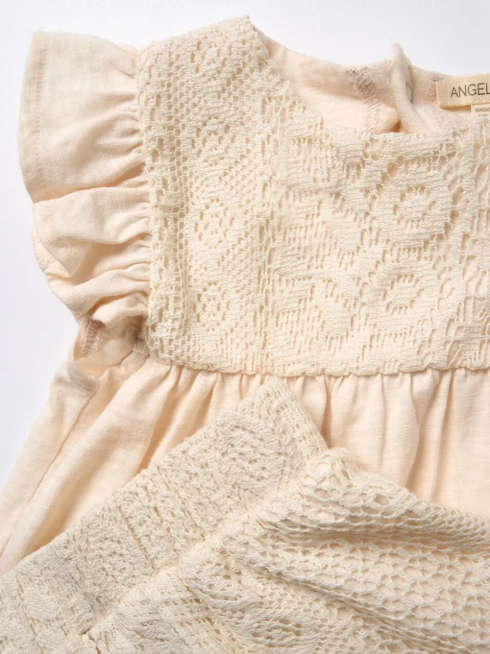 Angel & Rocket Cream Kinsley Crochet 100% Cotton Top And Shorts Set