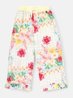 Angel & Rocket Cream Orla Multi Print Frill Hem Trousers