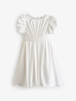 Angel & Rocket Cream Portia Pleated Bodice Bow Dress