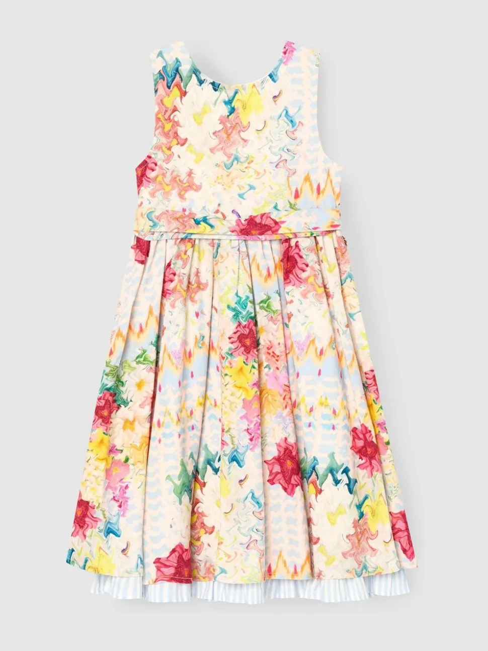 Angel & Rocket Cream Seren Print Stripe Sash Waist Dress