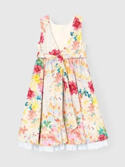 Angel & Rocket Cream Seren Print Stripe Sash Waist Dress