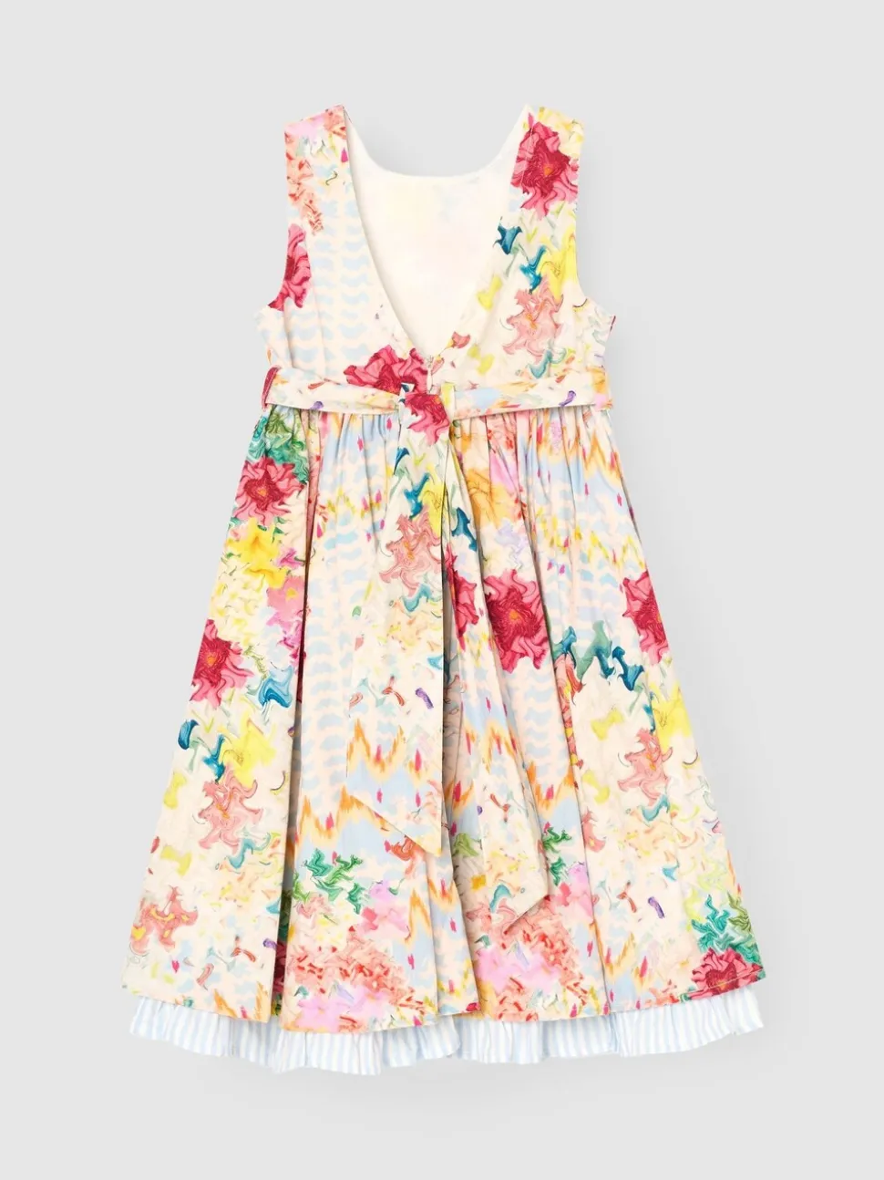 Angel & Rocket Cream Seren Print Stripe Sash Waist Dress
