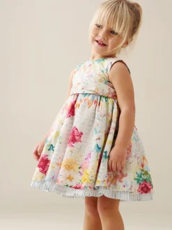 Angel & Rocket Cream Seren Printed Tie Waist Dress