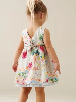 Angel & Rocket Cream Seren Printed Tie Waist Dress