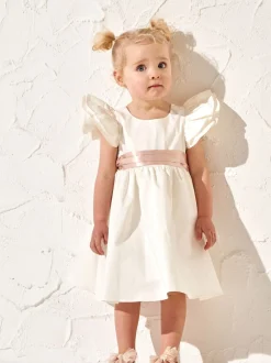 Angel & Rocket Cream Sylvie Sateen Sash Bow Dress