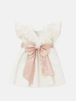 Angel & Rocket Cream Sylvie Sateen Sash Bow Dress