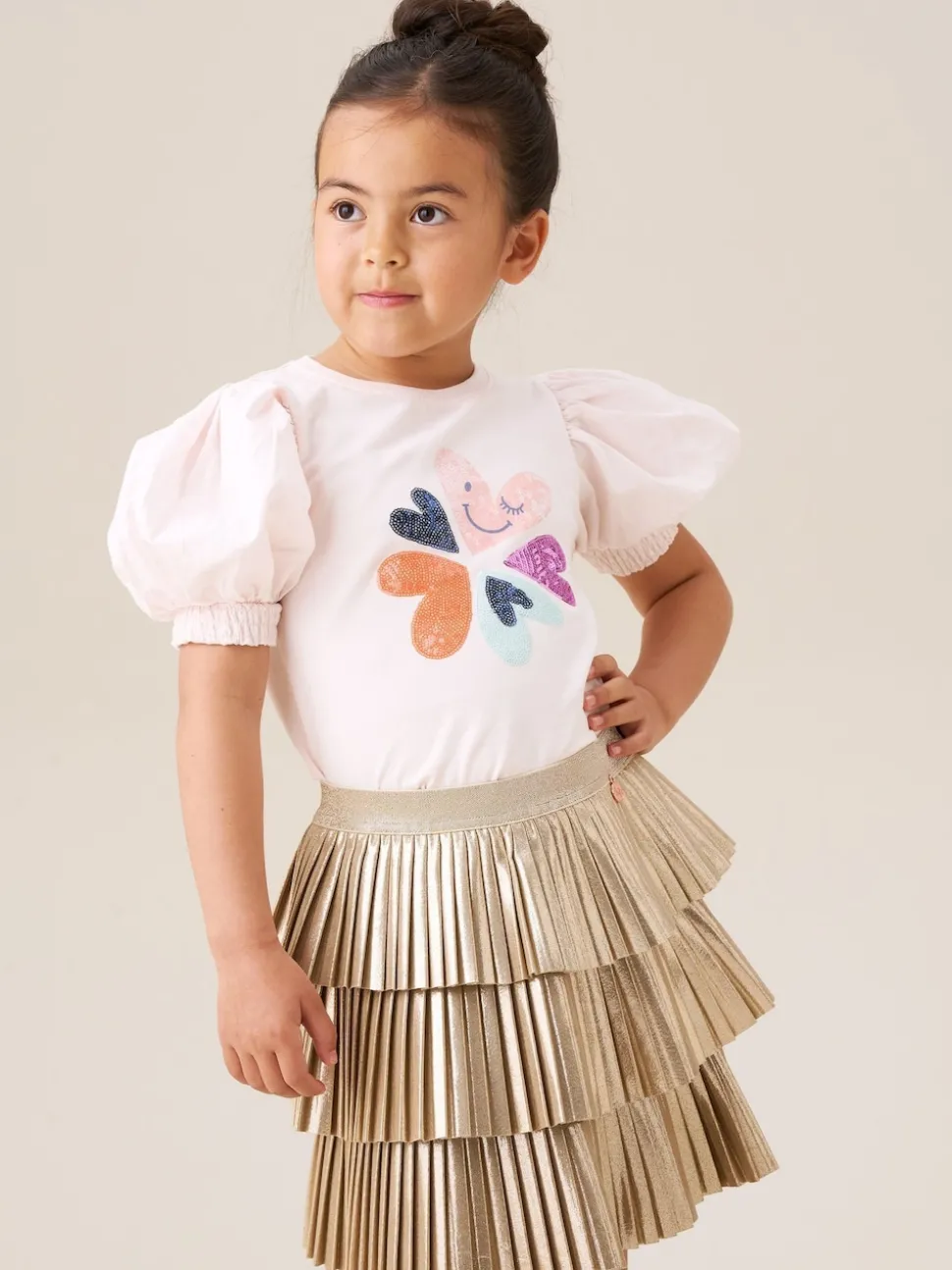 Angel & Rocket Fusia Pink Eve Ruffle Heart Puff Sleeve T-Shirt