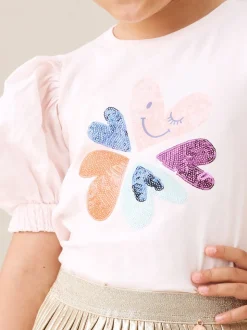 Angel & Rocket Fusia Pink Eve Ruffle Heart Puff Sleeve T-Shirt