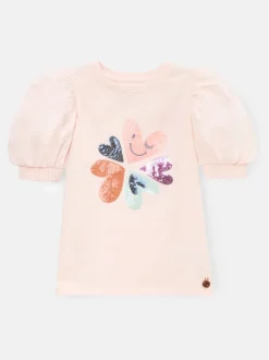 Angel & Rocket Fusia Pink Eve Ruffle Heart Puff Sleeve T-Shirt