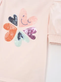Angel & Rocket Fusia Pink Eve Ruffle Heart Puff Sleeve T-Shirt