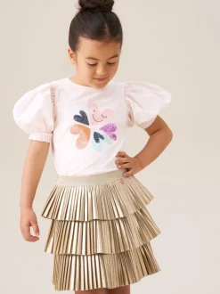 Angel & Rocket Gold Lucile Metallic Tiered Rara Skirt