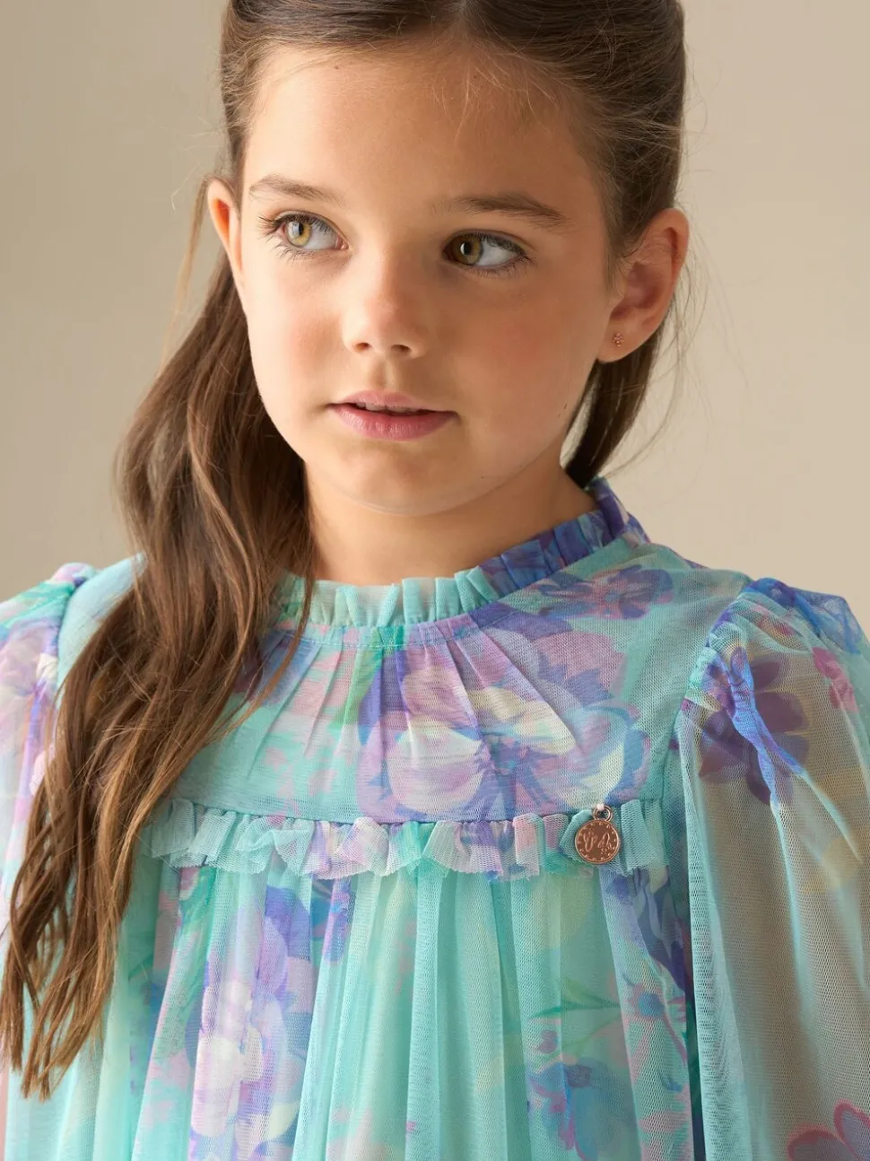 Angel & Rocket Green Beatrice Mesh Frill Dress