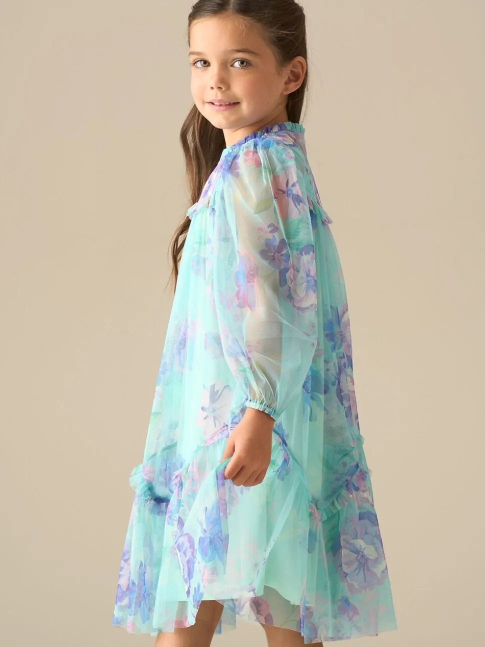 Angel & Rocket Green Beatrice Mesh Frill Dress