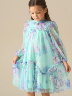 Angel & Rocket Green Beatrice Mesh Frill Dress