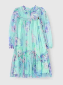 Angel & Rocket Green Beatrice Mesh Frill Dress