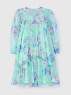 Angel & Rocket Green Beatrice Mesh Frill Dress