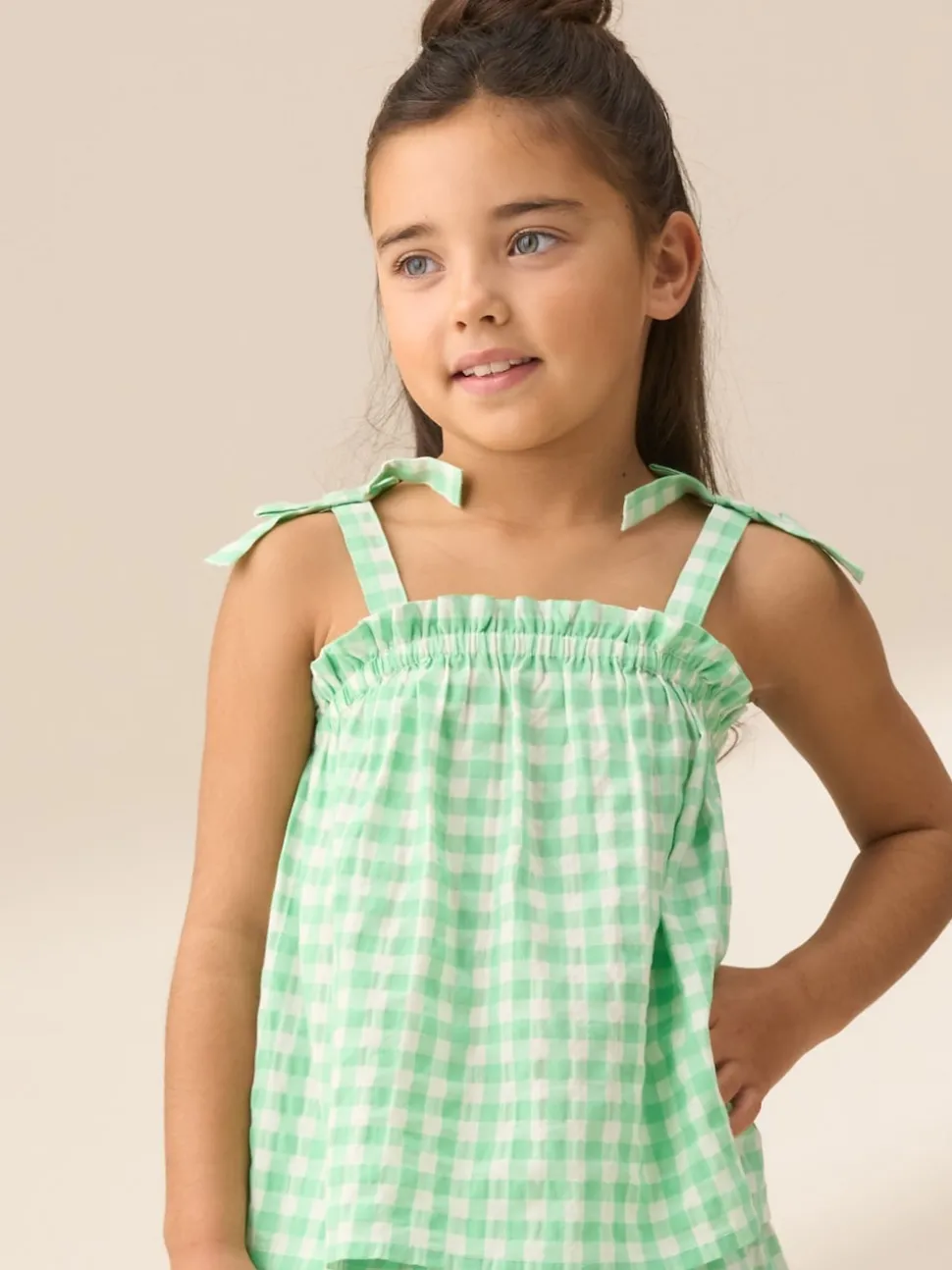 Angel & Rocket Green Connie Gingham Shirred Top