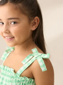 Angel & Rocket Green Connie Gingham Shirred Top