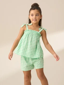 Angel & Rocket Green Connie Gingham Shirred Top