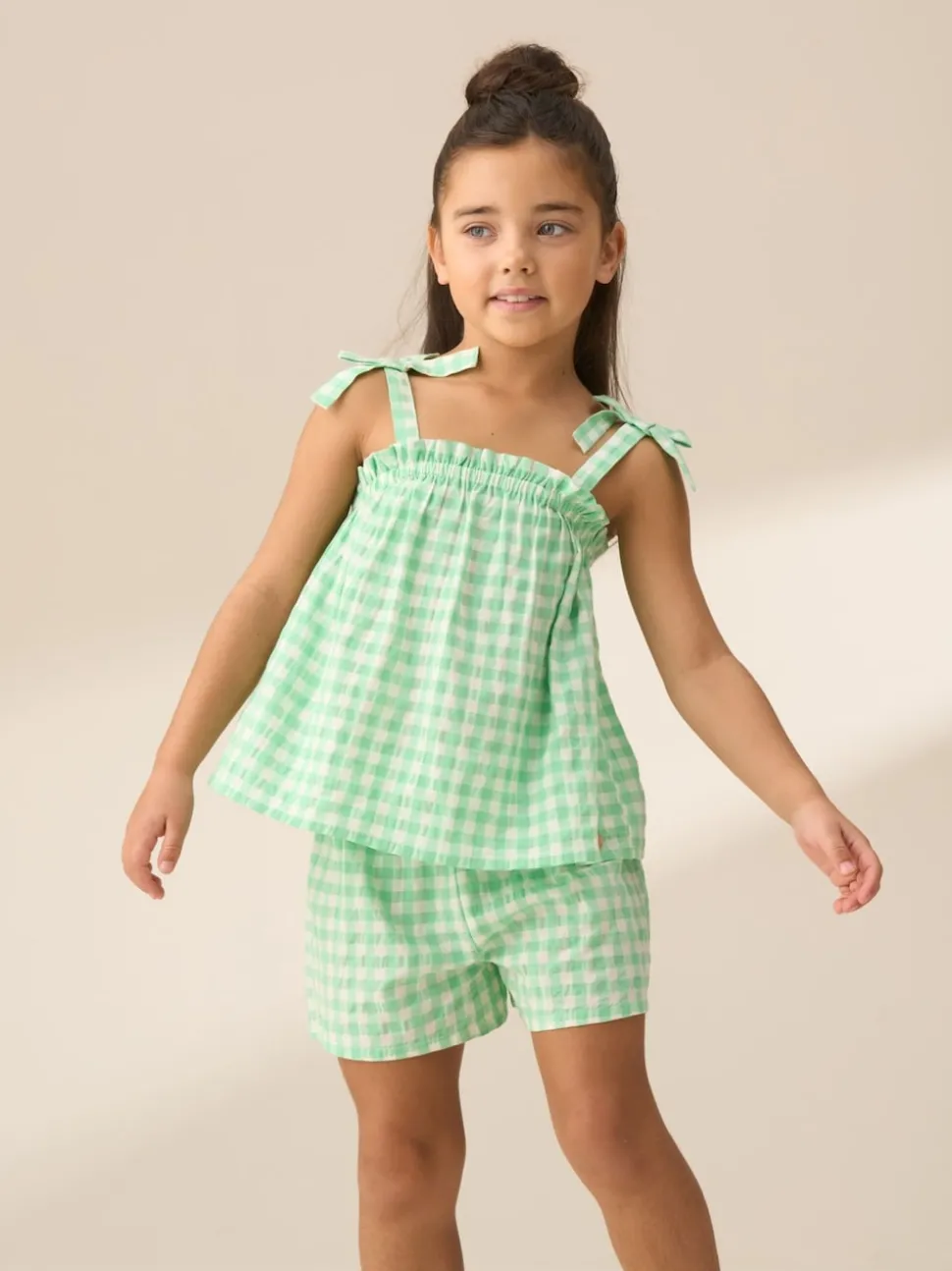 Angel & Rocket Green Connie Gingham Shirred Top