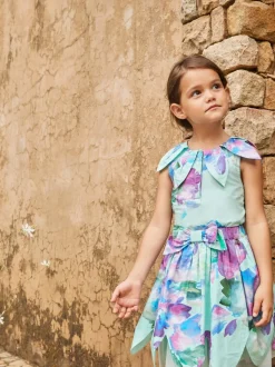 Angel & Rocket Green Darcy Mint Petal Print 100% Cotton Skirt