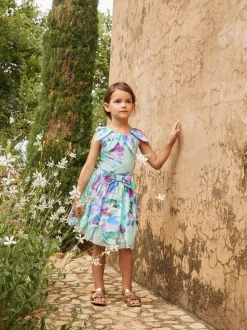 Angel & Rocket Green Darcy Mint Petal Print 100% Cotton Skirt