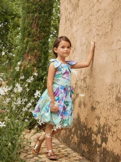 Angel & Rocket Green Darcy Mint Petal Print 100% Cotton Skirt