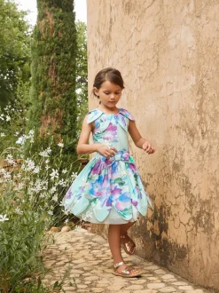 Angel & Rocket Green Darcy Mint Petal Print 100% Cotton Skirt