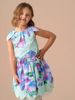 Angel & Rocket Green Darcy Mint Petal Print 100% Cotton Skirt