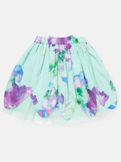 Angel & Rocket Green Darcy Mint Petal Print 100% Cotton Skirt