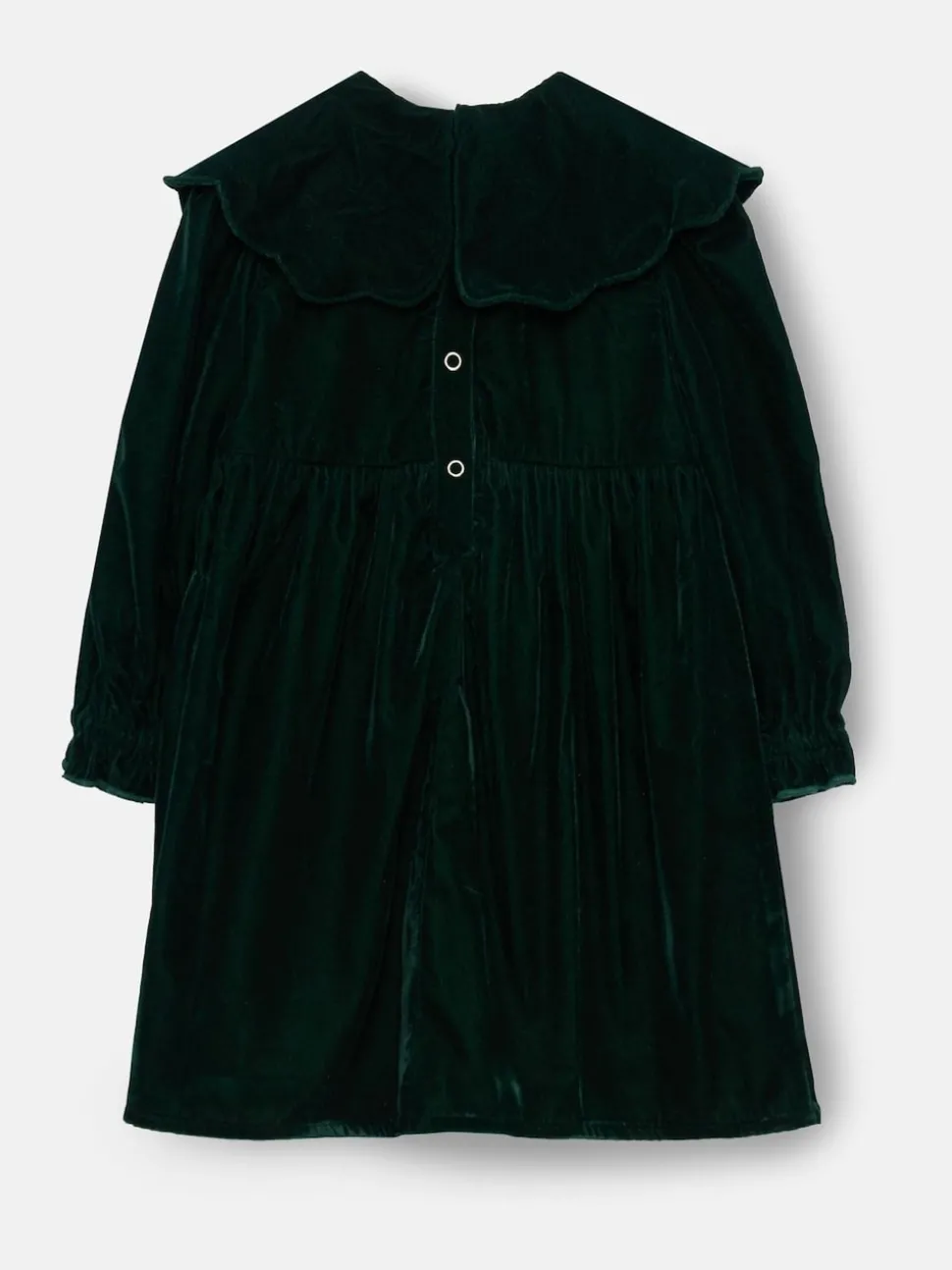 Angel & Rocket Green Dotty Scalloped Embroidered Collar Velvet Dress