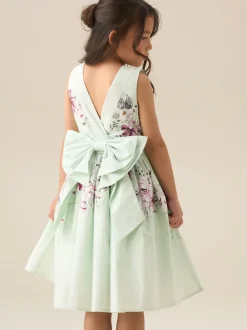 Angel & Rocket Green Elisa Print Bow Back Dress
