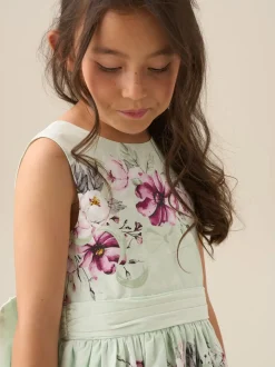Angel & Rocket Green Elisa Print Bow Back Dress