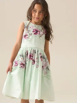 Angel & Rocket Green Elisa Print Bow Back Dress