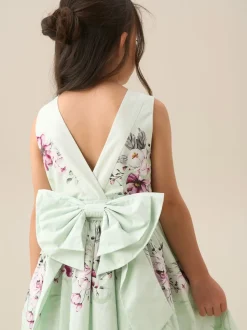 Angel & Rocket Green Elisa Print Bow Back Dress