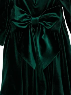 Angel & Rocket Green Grace Velvet Bow Back Dress