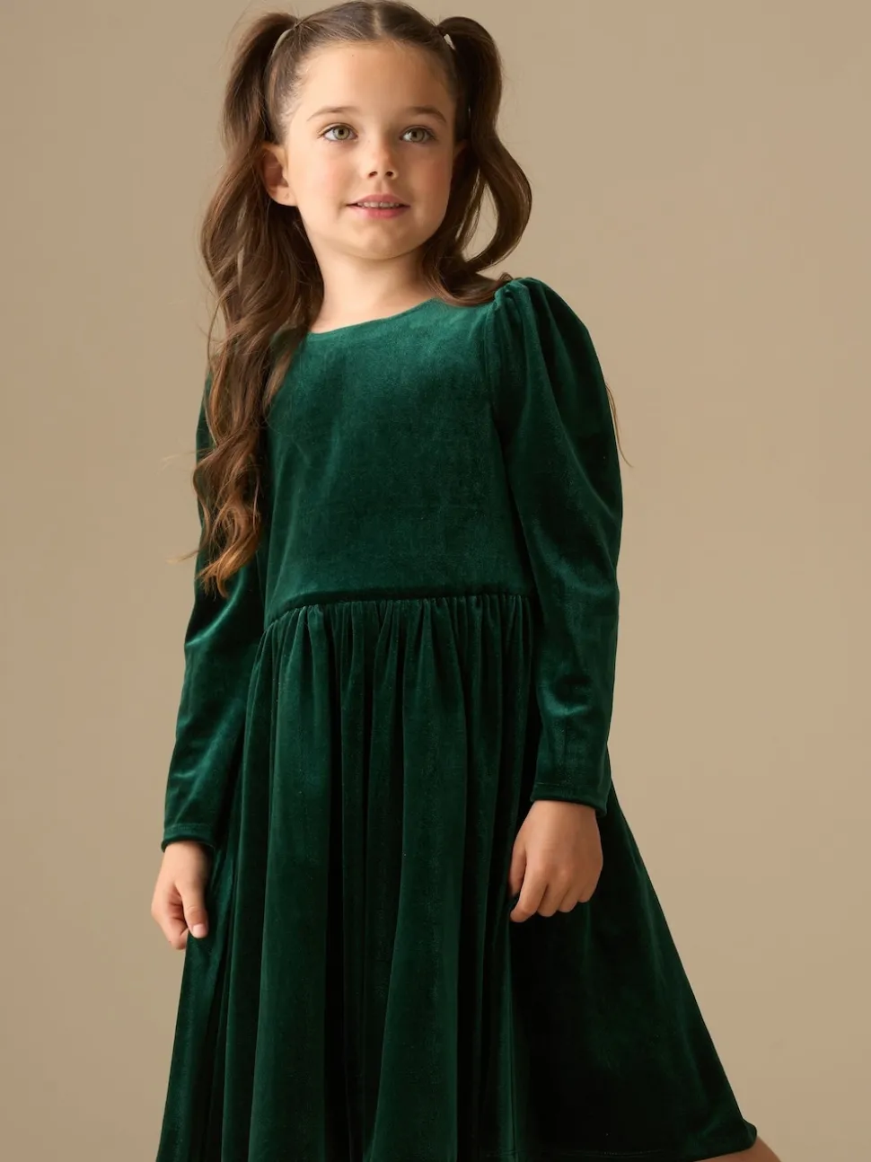 Angel & Rocket Green Grace Velvet Bow Back Dress