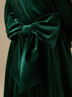 Angel & Rocket Green Grace Velvet Bow Back Dress