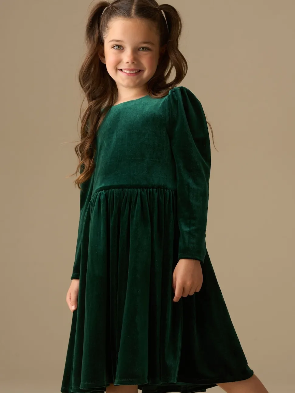 Angel & Rocket Green Grace Velvet Bow Back Dress
