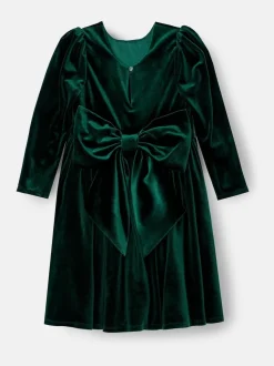Angel & Rocket Green Grace Velvet Bow Back Dress
