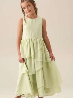 Angel & Rocket Green Letitia Sage Tiered Ruffle Dress