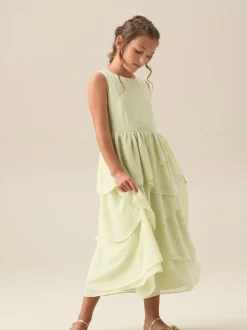 Angel & Rocket Green Letitia Sage Tiered Ruffle Dress