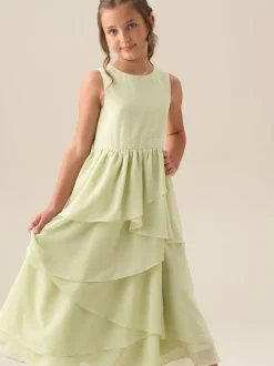Angel & Rocket Green Letitia Sage Tiered Ruffle Dress